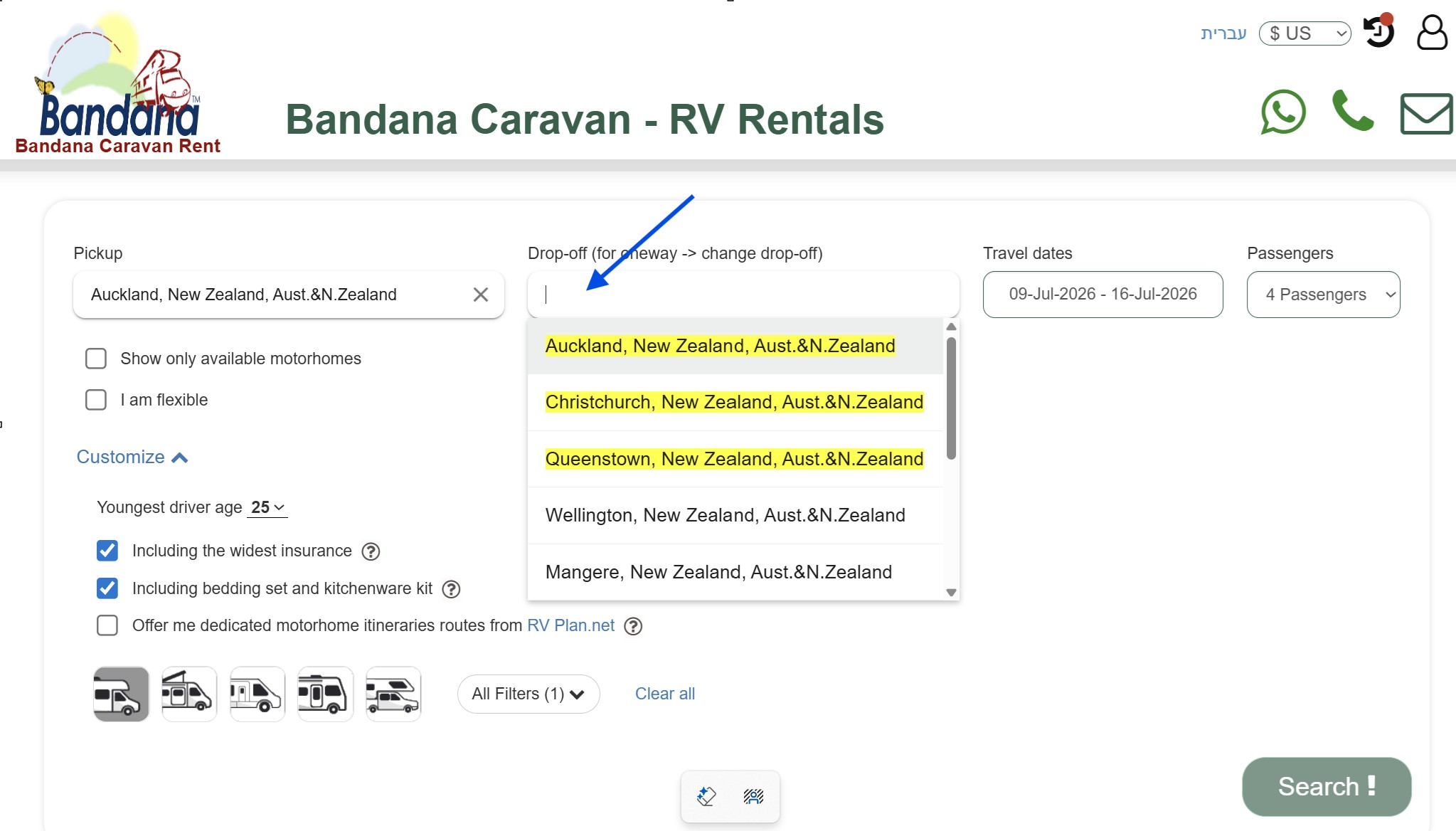 one-way Camper Hire in 